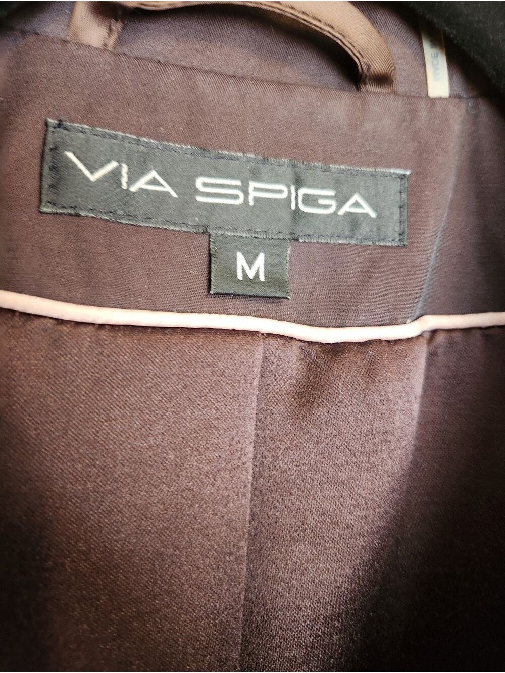 VIA SPIGA BROWN BELTED TRENCH COAT JACKET COTTON BLEND POCKETS MEDIUM - Picture 10 of 12